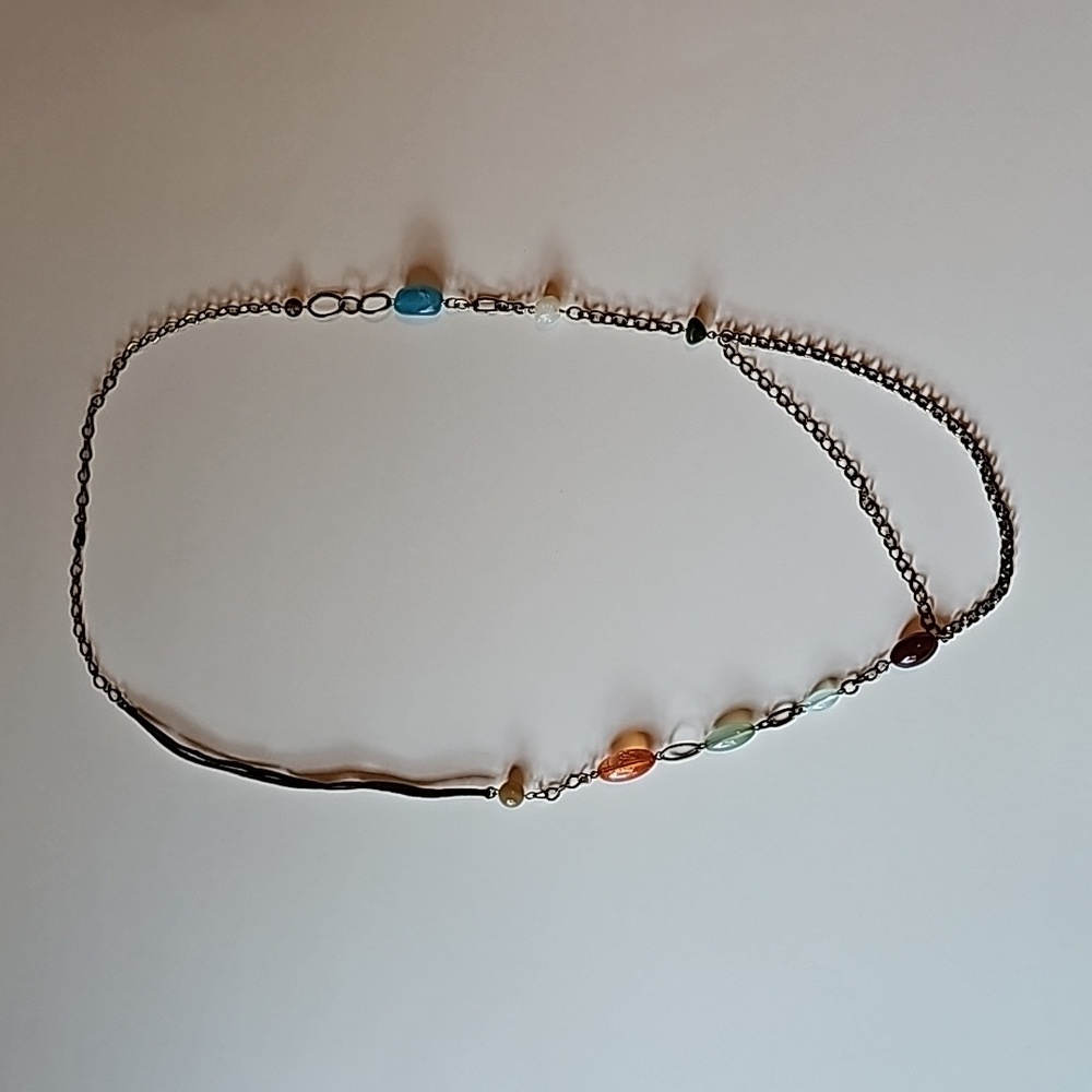 Multi-Color Bead Long Pullover Necklace 40 Inches